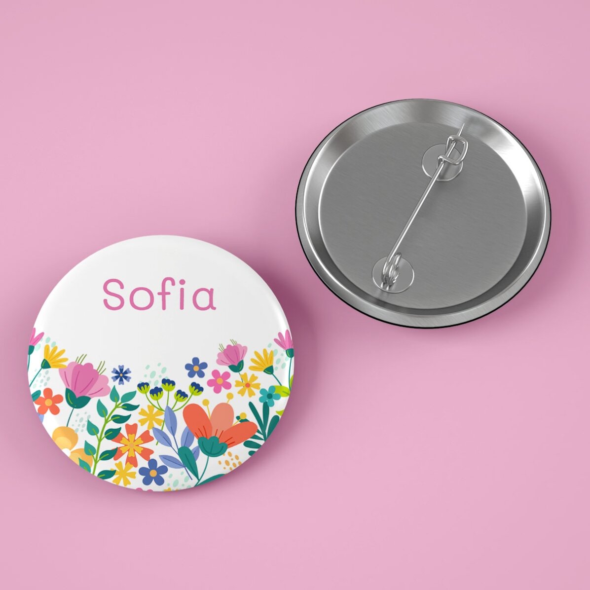 Insignă personalizată cu text - Flori