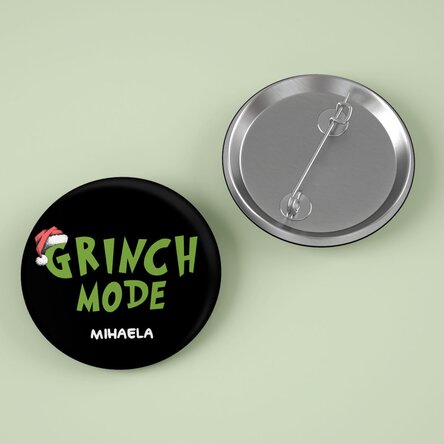 Insignă personalizată cu text - Grinch Mode