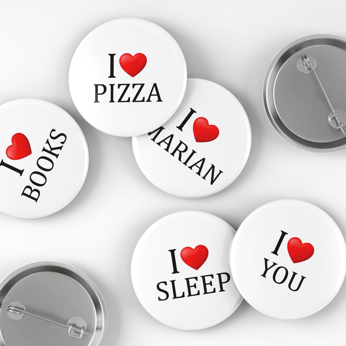 Insignă personalizată cu text - I heart