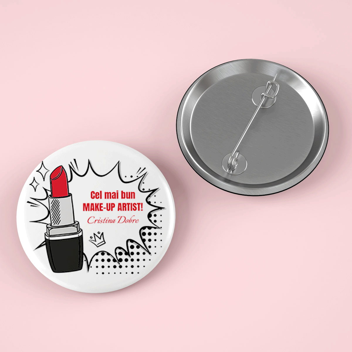 Insignă personalizată cu text - Make-up Artist