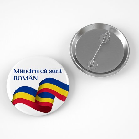 Insignă personalizată cu text - Mândru că sunt român