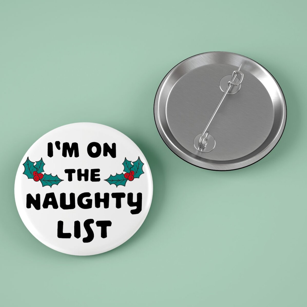 Insignă personalizată cu text - Naughty List 