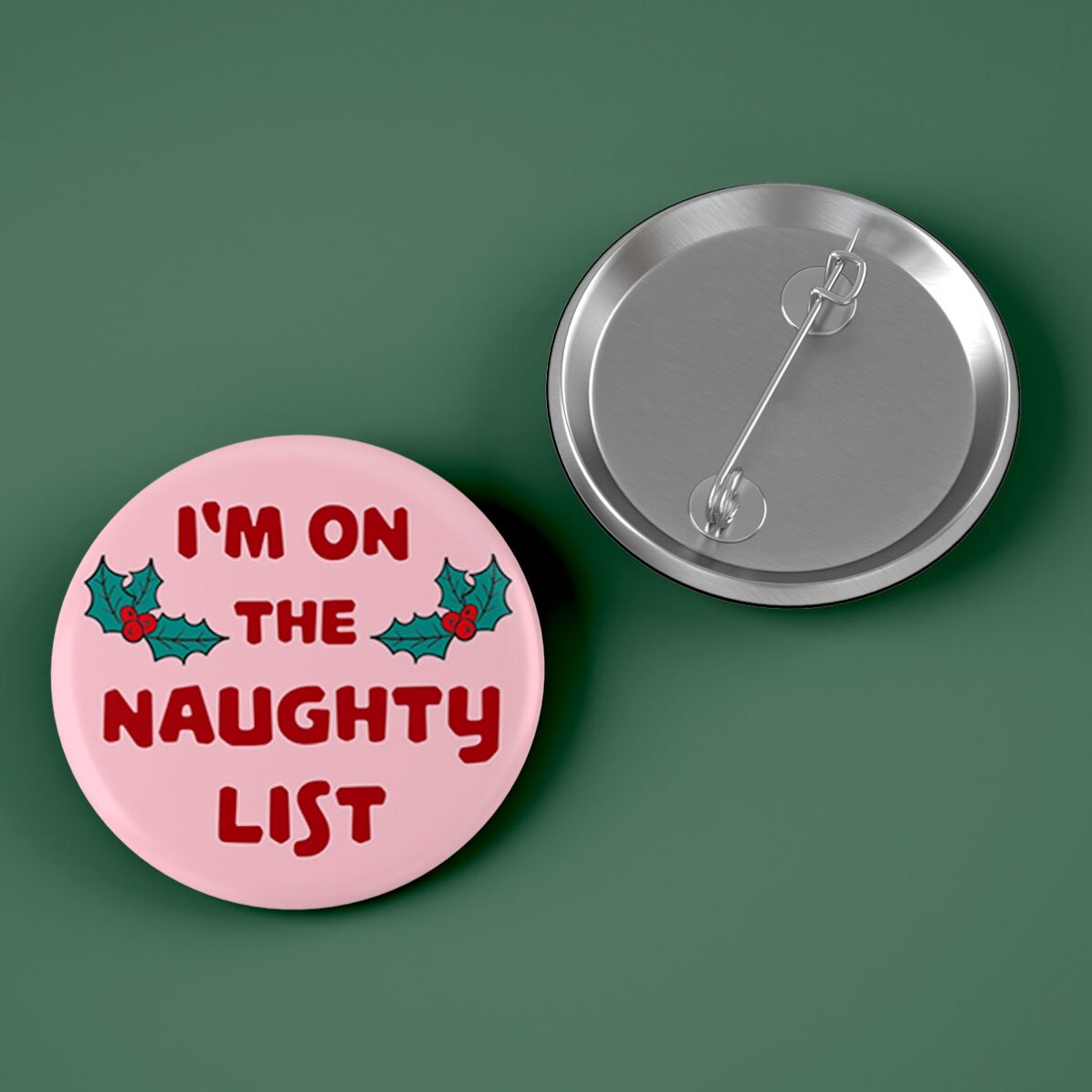 Insignă personalizată cu text - Naughty List 