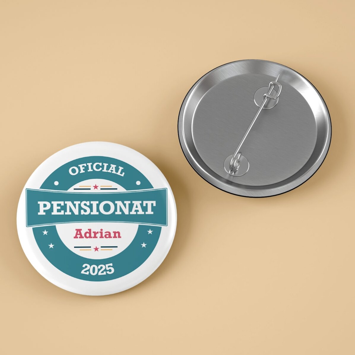 Insignă personalizată cu text - Pensionar