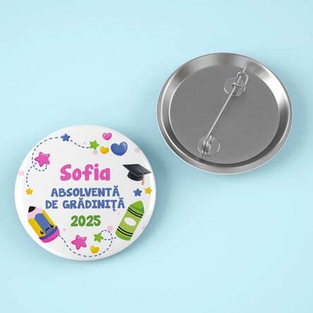Insignă personalizată cu text pentru absolvire pentru - Absolvent de grădiniță