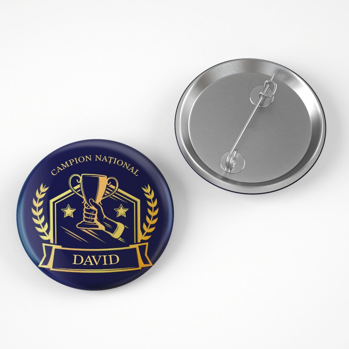 Insignă personalizată cu text pentru campioni