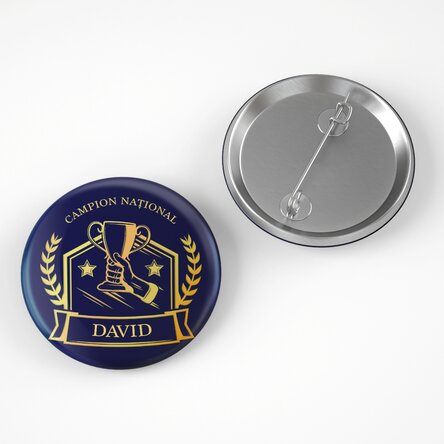 Insignă personalizată cu text pentru campioni