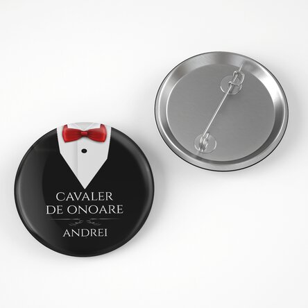 Insignă personalizată cu text pentru cavaleri de onoare