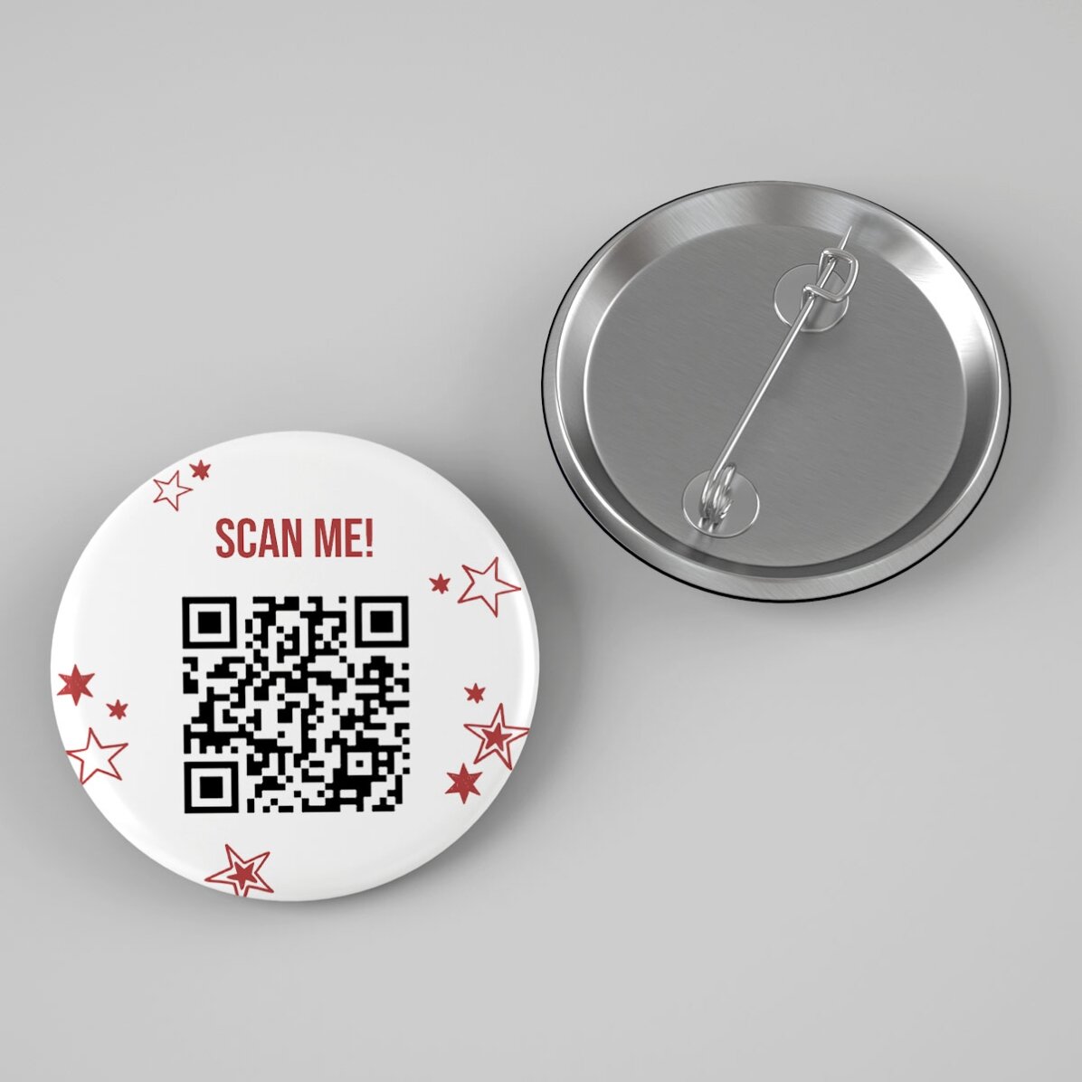 Insignă personalizată cu text și cod QR