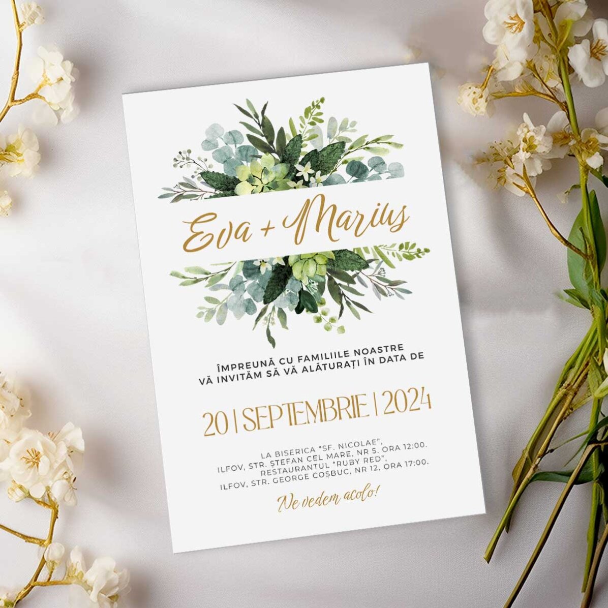 Invitație magnetică personalizată - Green leaves