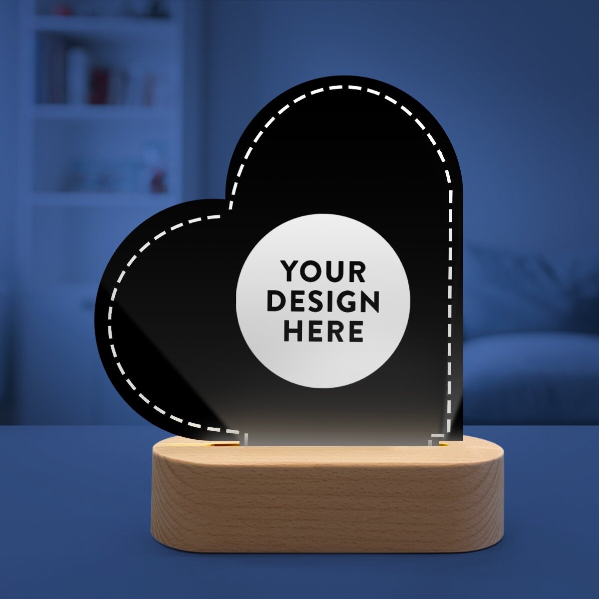 Lampă veghe LED inimă personalizată cu grafica ta