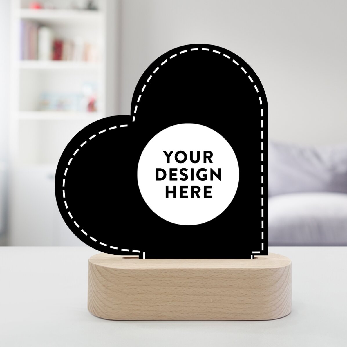 Lampă veghe LED inimă personalizată cu grafica ta