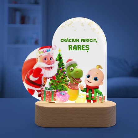 Lampă veghe LED inimă personalizată cu text - Crăciun cu TraLaLa