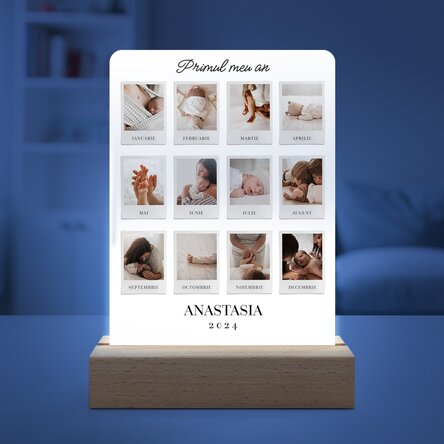 Lampă veghe LED personalizată cu 12 poze - My First Year