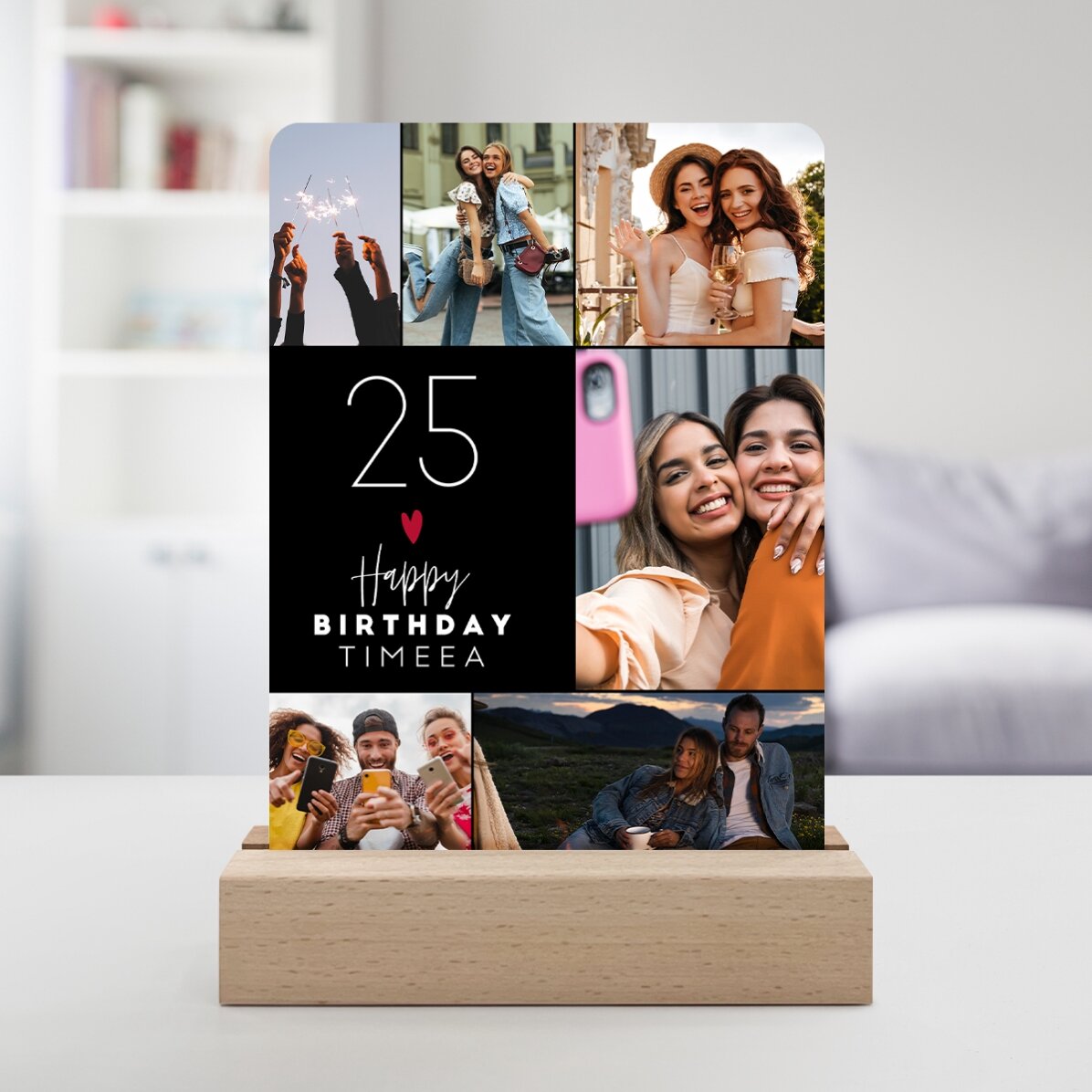 Lampă veghe LED personalizată cu 6 poze și mesaj 