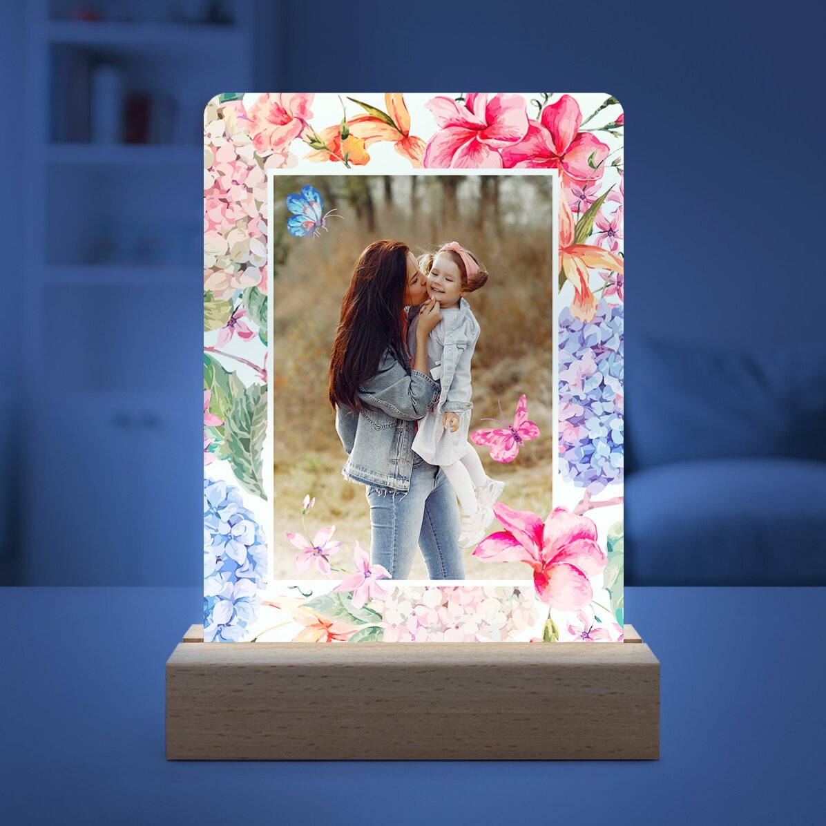 Lampă veghe LED personalizată cu o poză - Spring flowers