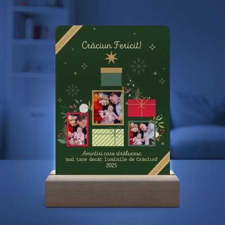Lampă veghe LED personalizată cu poze și mesaj - Aminitri de Crăciun