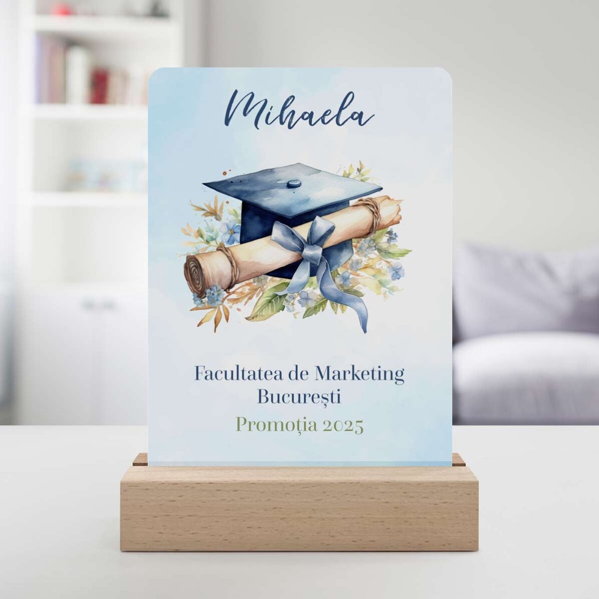 Lampă veghe LED personalizată cu mesaj - Absolvire