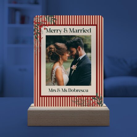 Lampă veghe LED personalizată cu o poză și mesaj - Merry Christmas! 