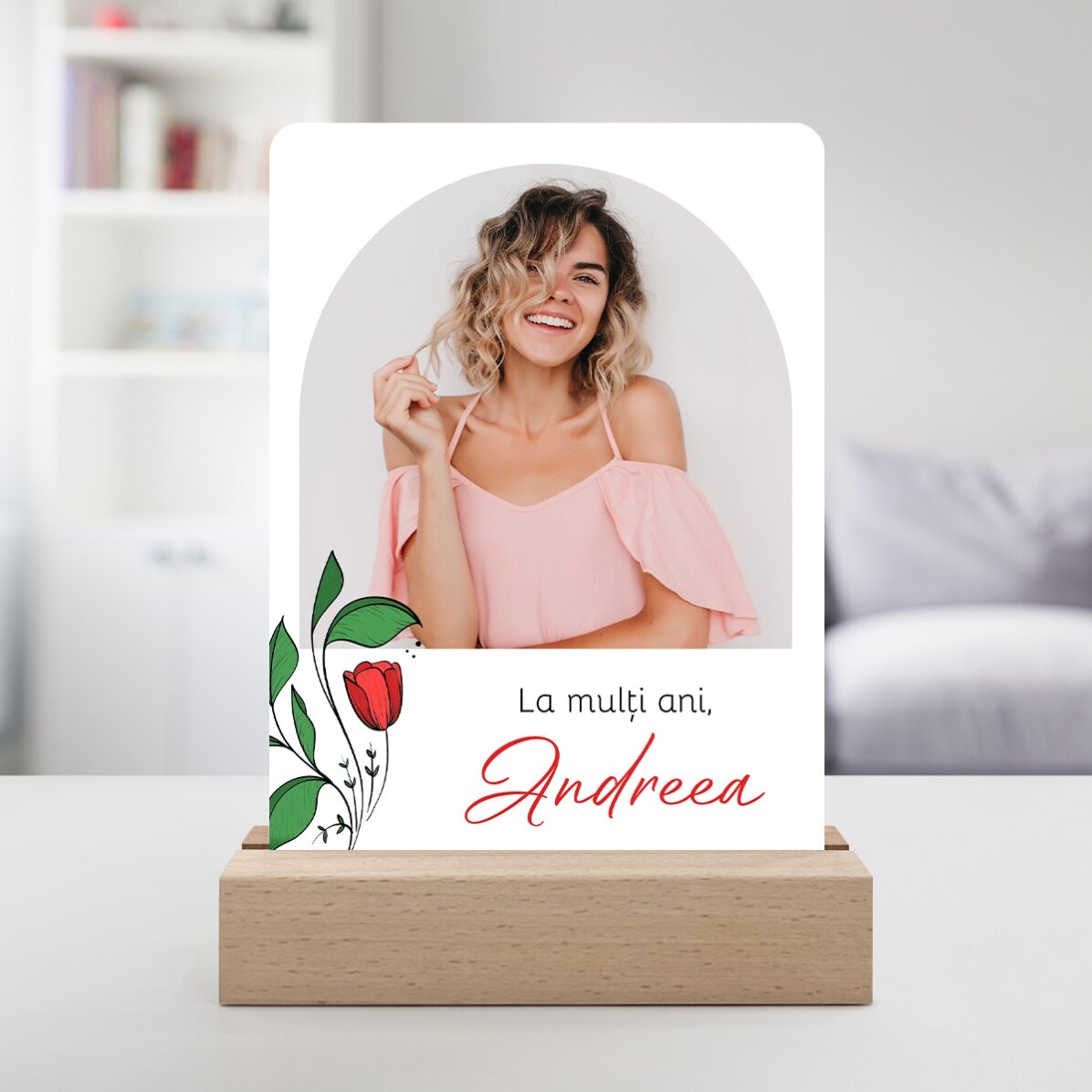 Персонализирана LED нощна лампа с фотография и текст - Скъп спомен