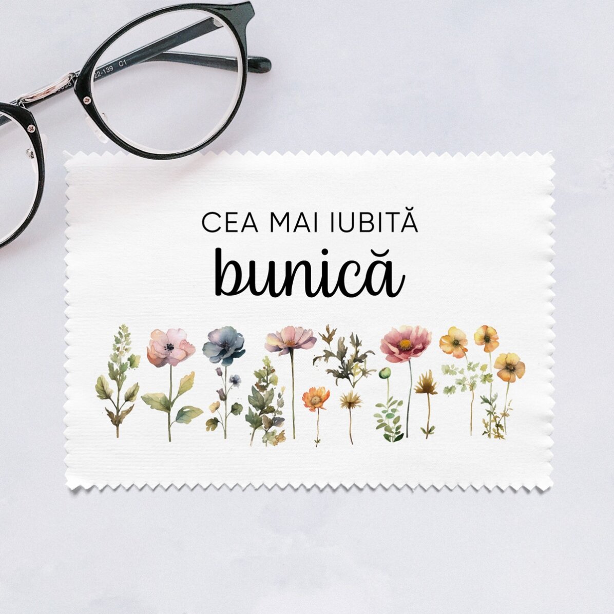 Lavetă personalizată pentru curățare ecrane/ochelari - Floral