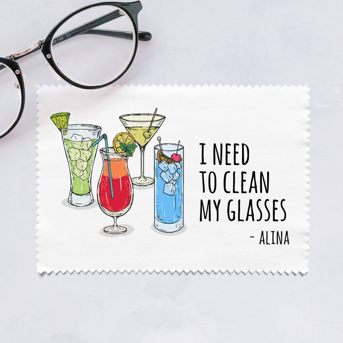 Lavetă personalizată pentru curățare ecrane/ochelari - Glasses