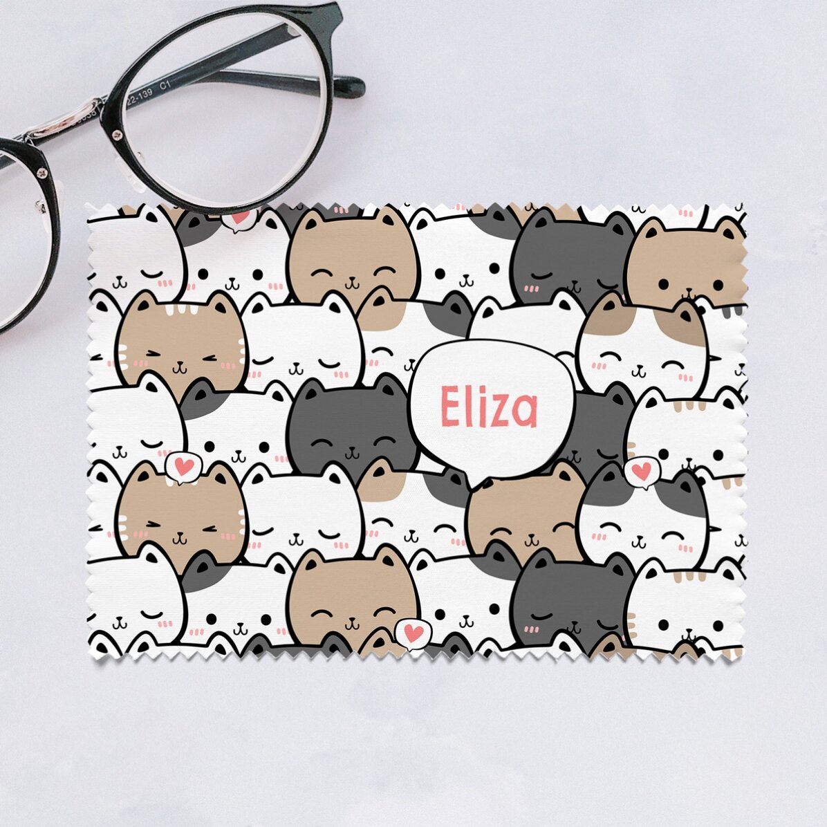 Lavetă personalizată pentru curățare ecrane/ochelari - Cute cats
