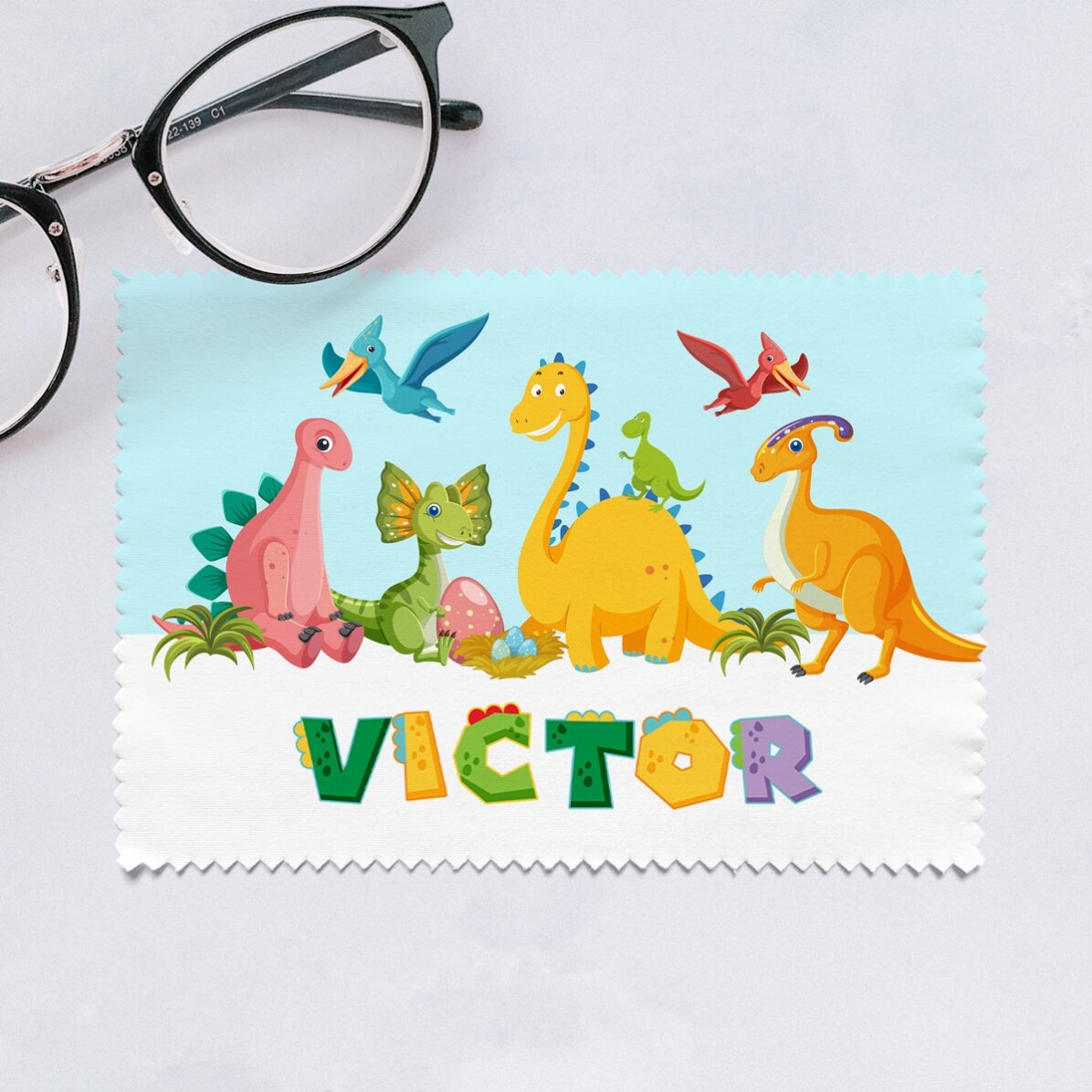 Lavetă personalizată pentru curățare ecrane/ochelari - Dino