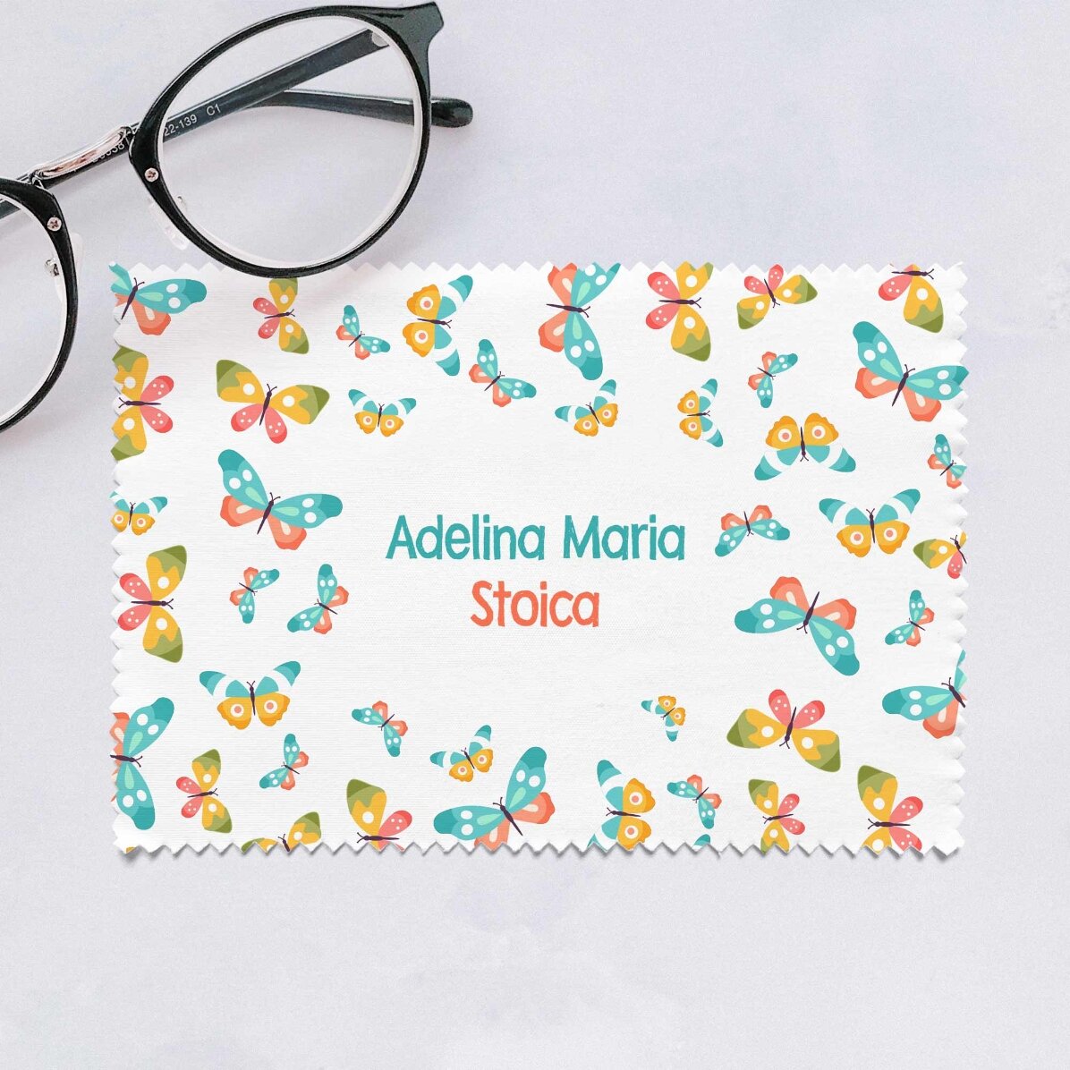 Lavetă personalizată pentru curățare ecrane/ ochelari - Fluturi