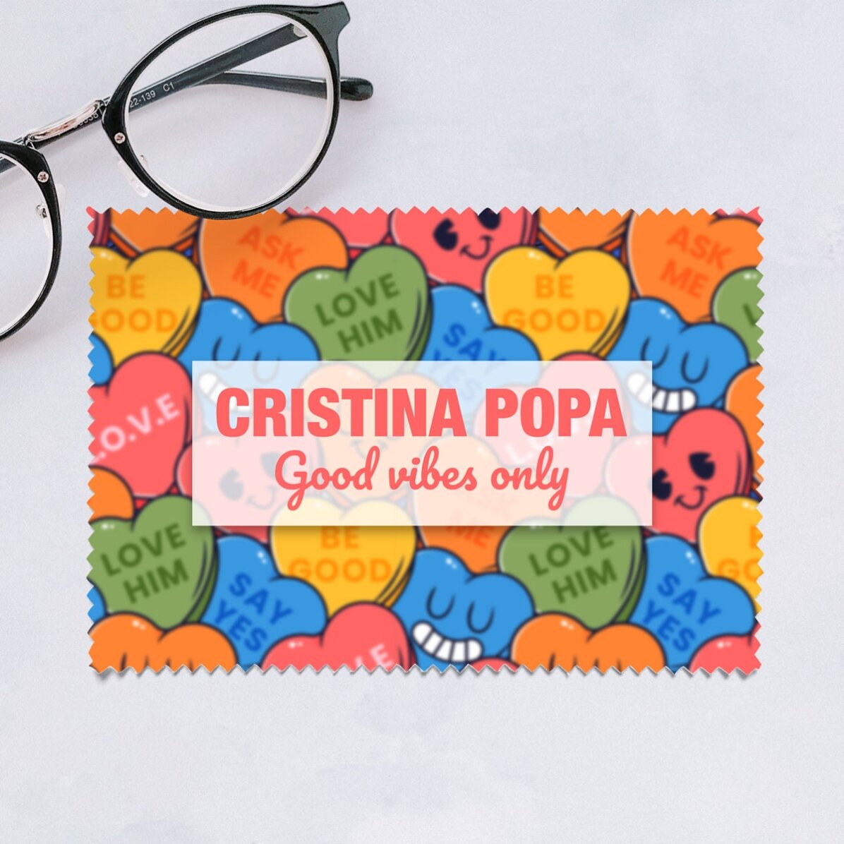 Lavetă personalizată pentru curățare ecrane/ochelari - Hearts