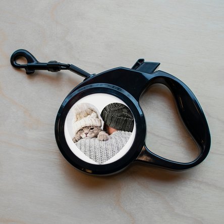 Lesă de câini personalizată cu o poză în formă de inimă și text 