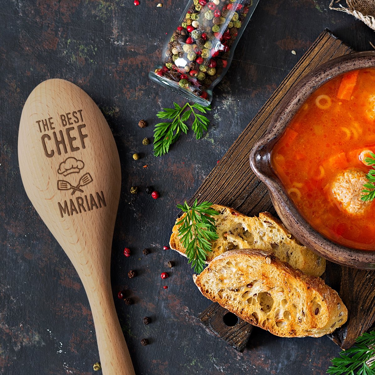 Lingură de lemn personalizată - Best chef