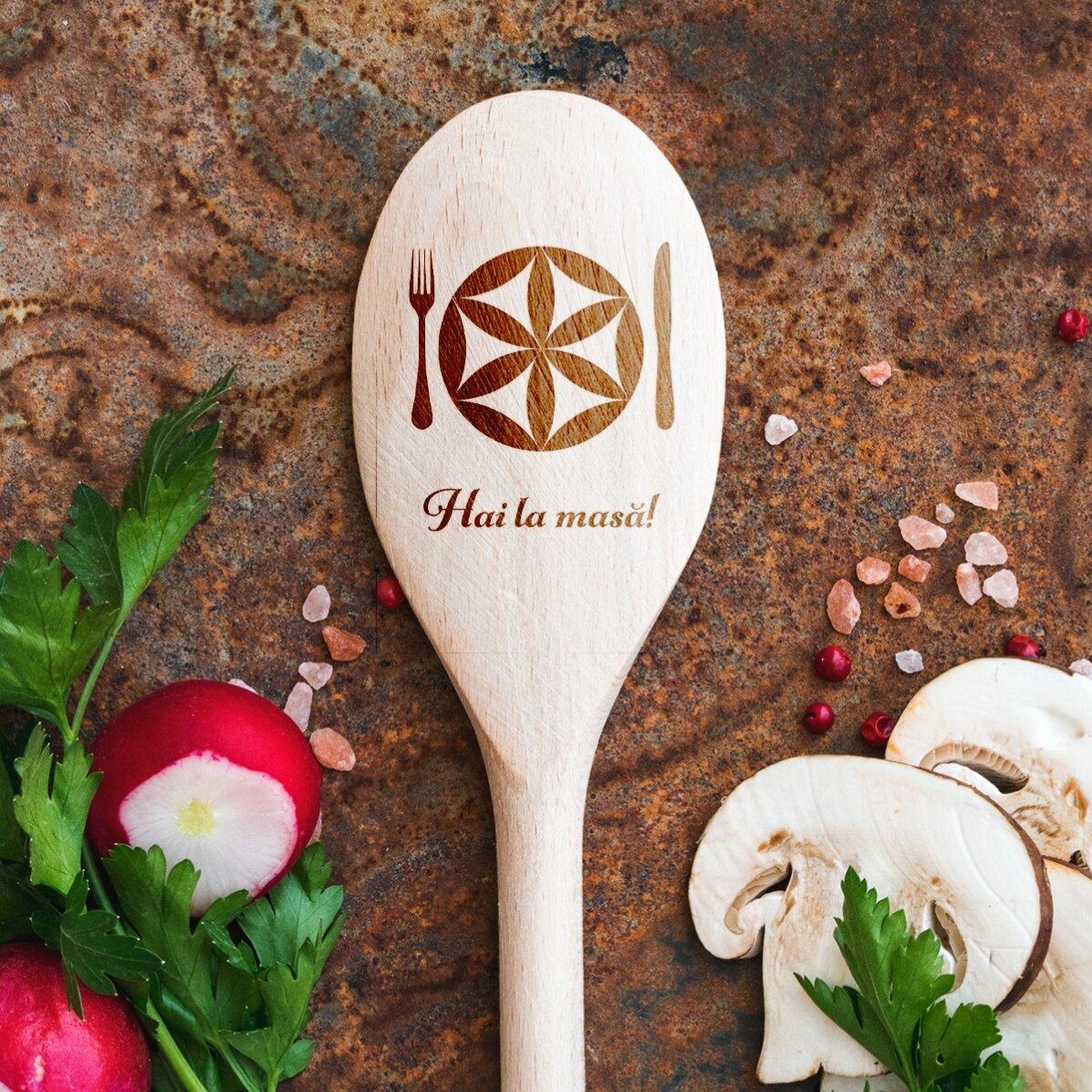 Lingură de lemn personalizată - Bucătar desăvârșit