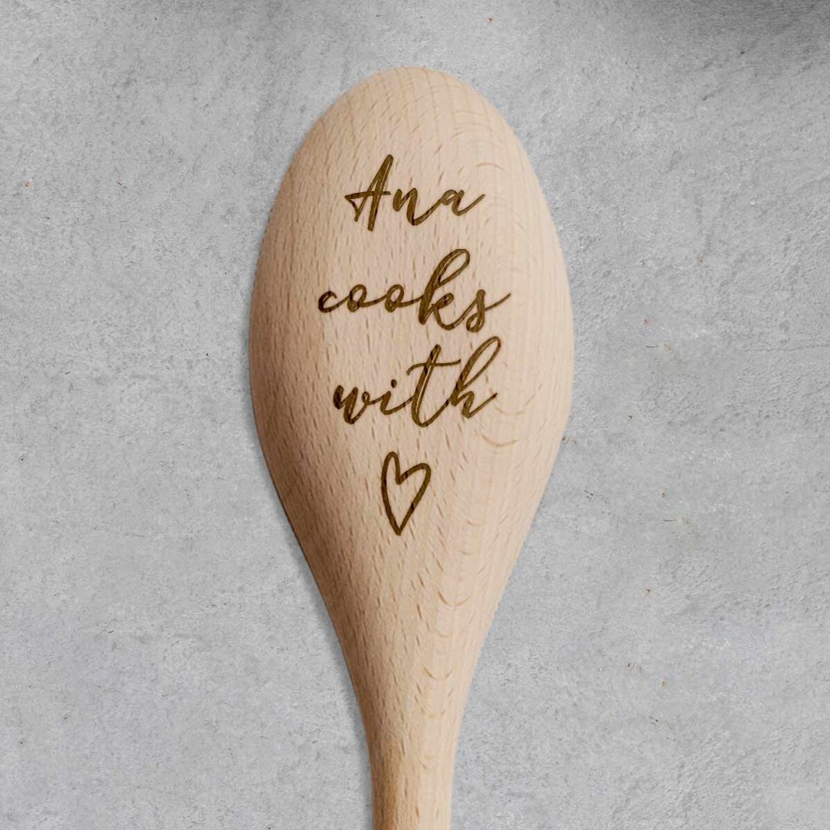 Lingură de lemn personalizată - Cook with love
