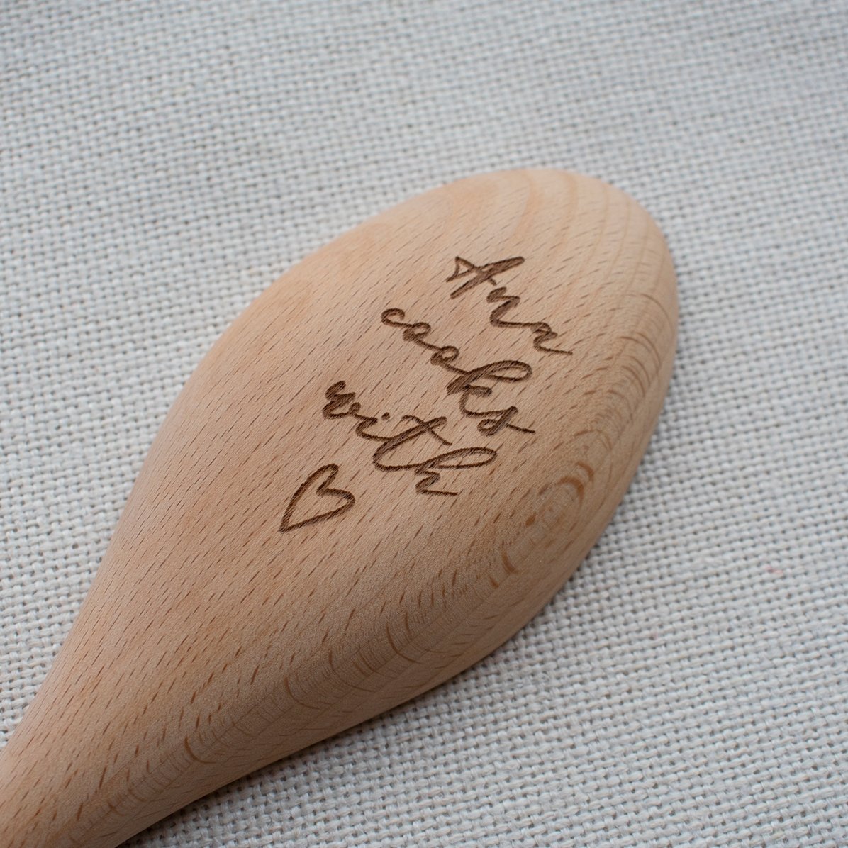Lingură de lemn personalizată - Cook with love