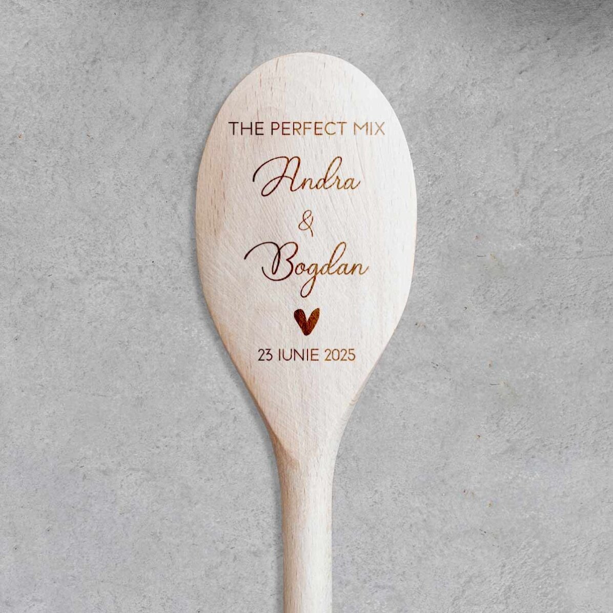 Lingură de lemn personalizată cu text -  The Perfect Mix