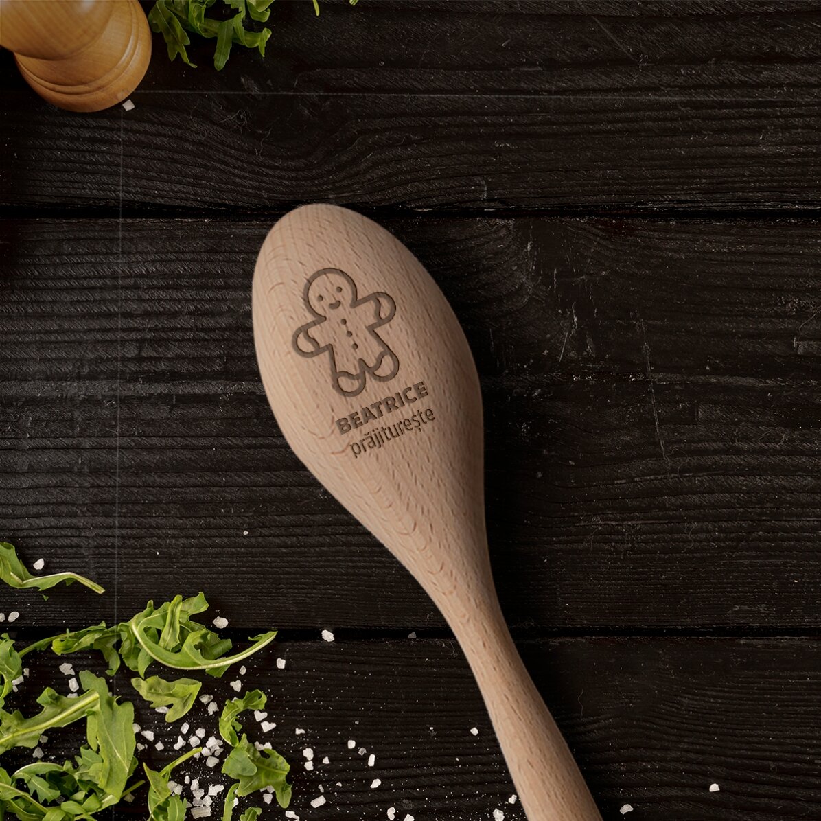 Lingură de lemn personalizată - Gingerbread