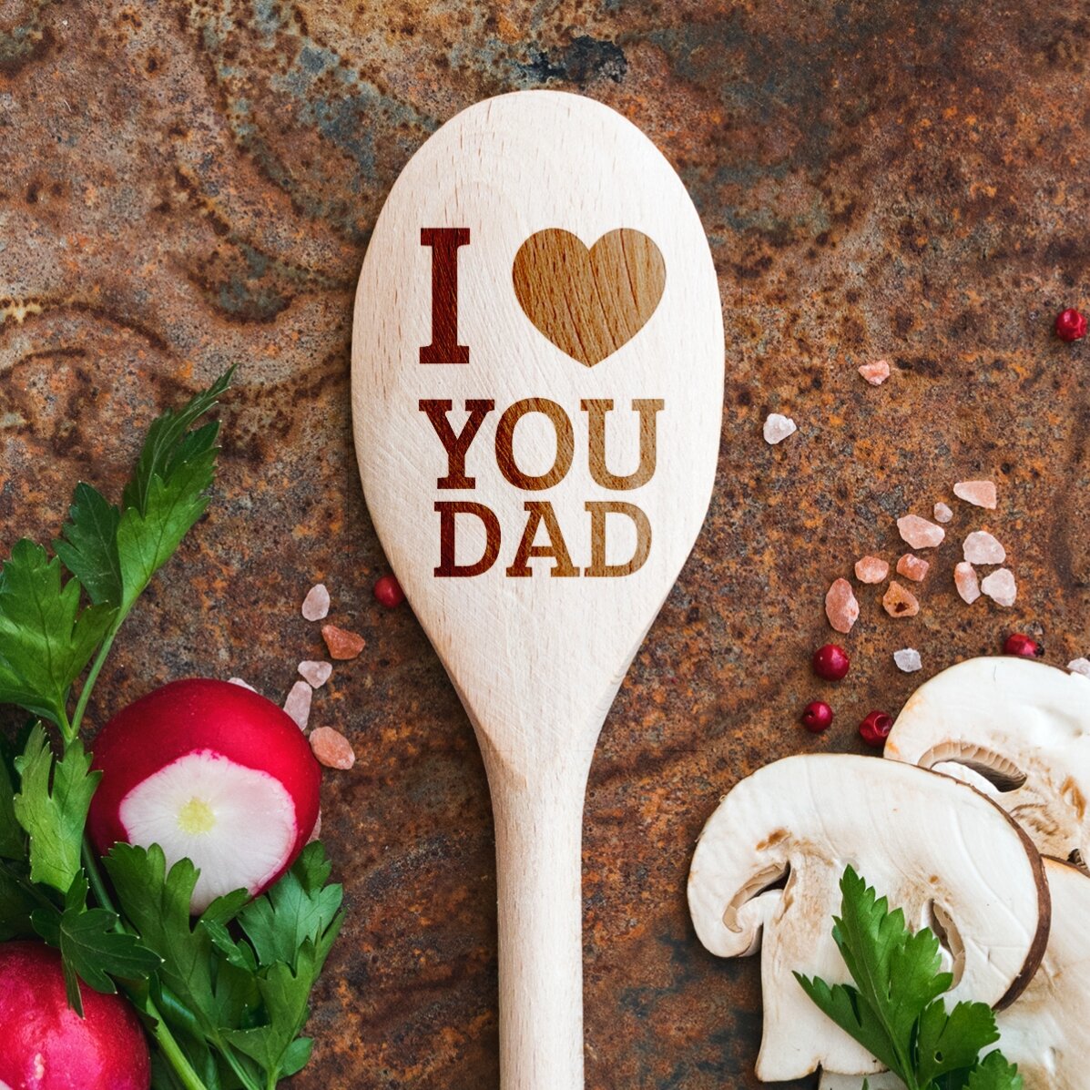 Lingură de lemn personalizată - I love you