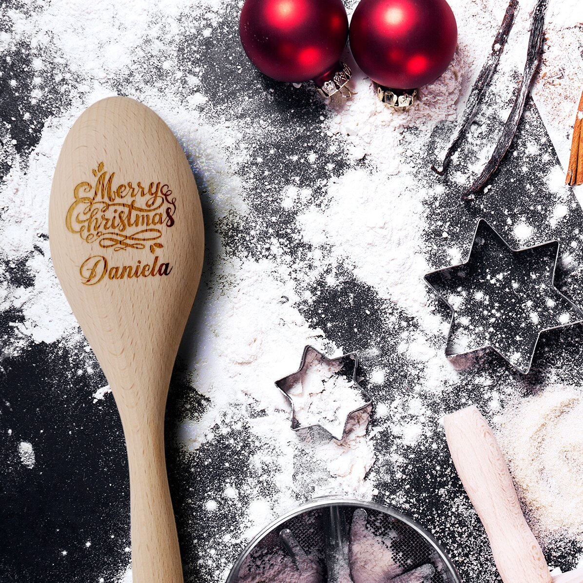 Lingură de lemn personalizată - Merry Christmas to you