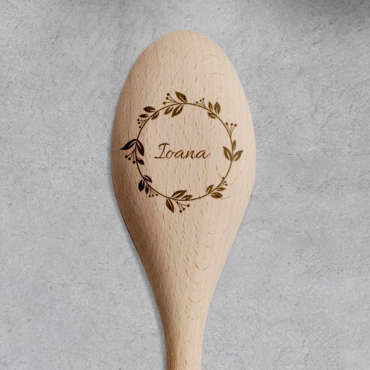 Lingură de lemn personalizată - model floral