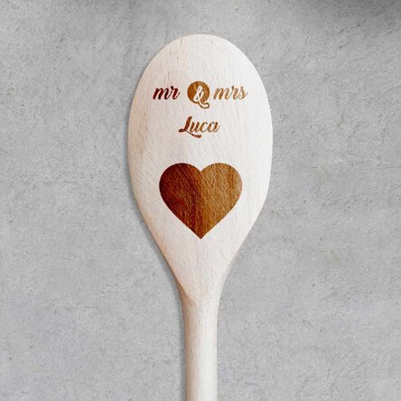 Lingură de lemn personalizată - Mr & Mrs