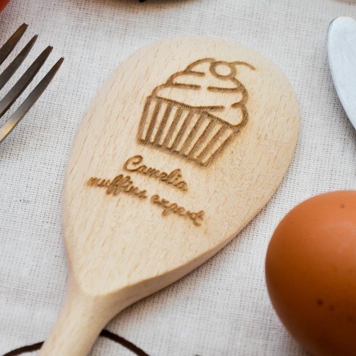 Lingură de lemn personalizată - Muffins Expert