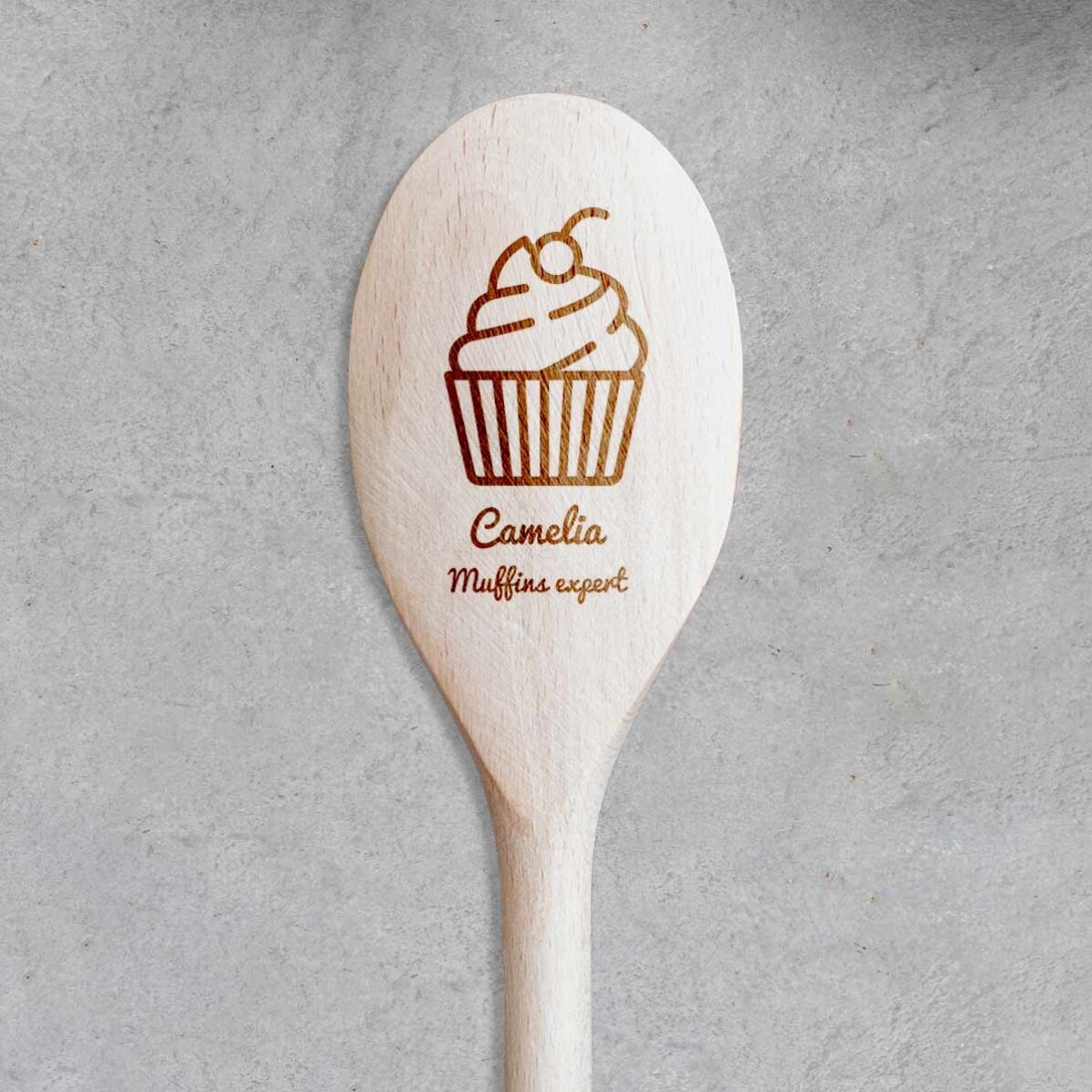 Lingură de lemn personalizată - Muffins Expert