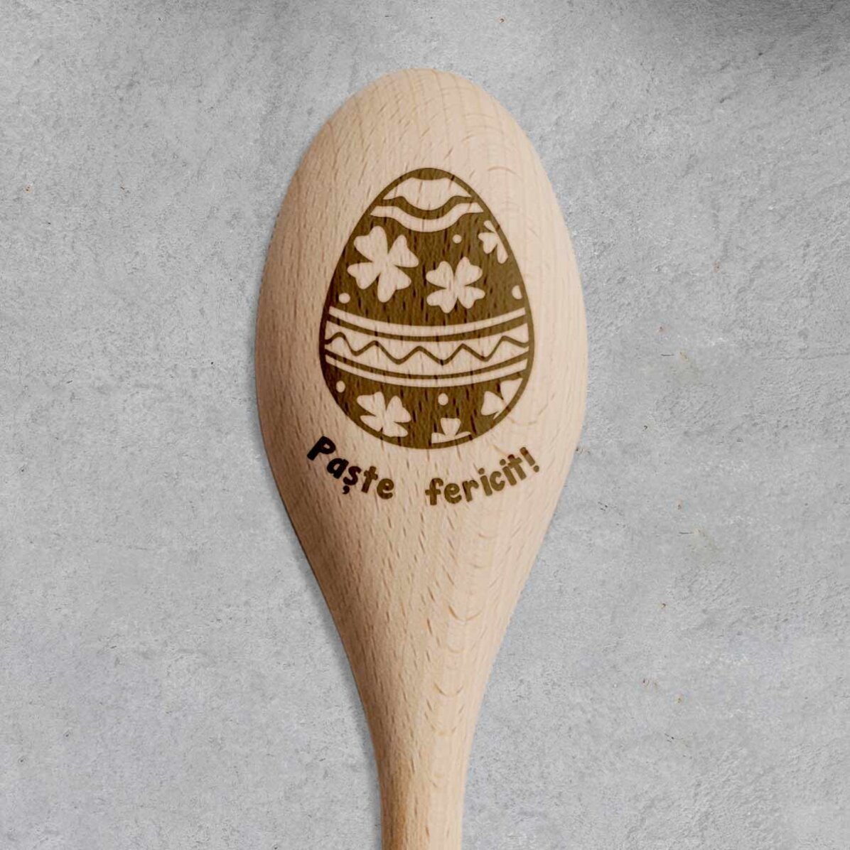 Lingură de lemn personalizată - Paște fericit!