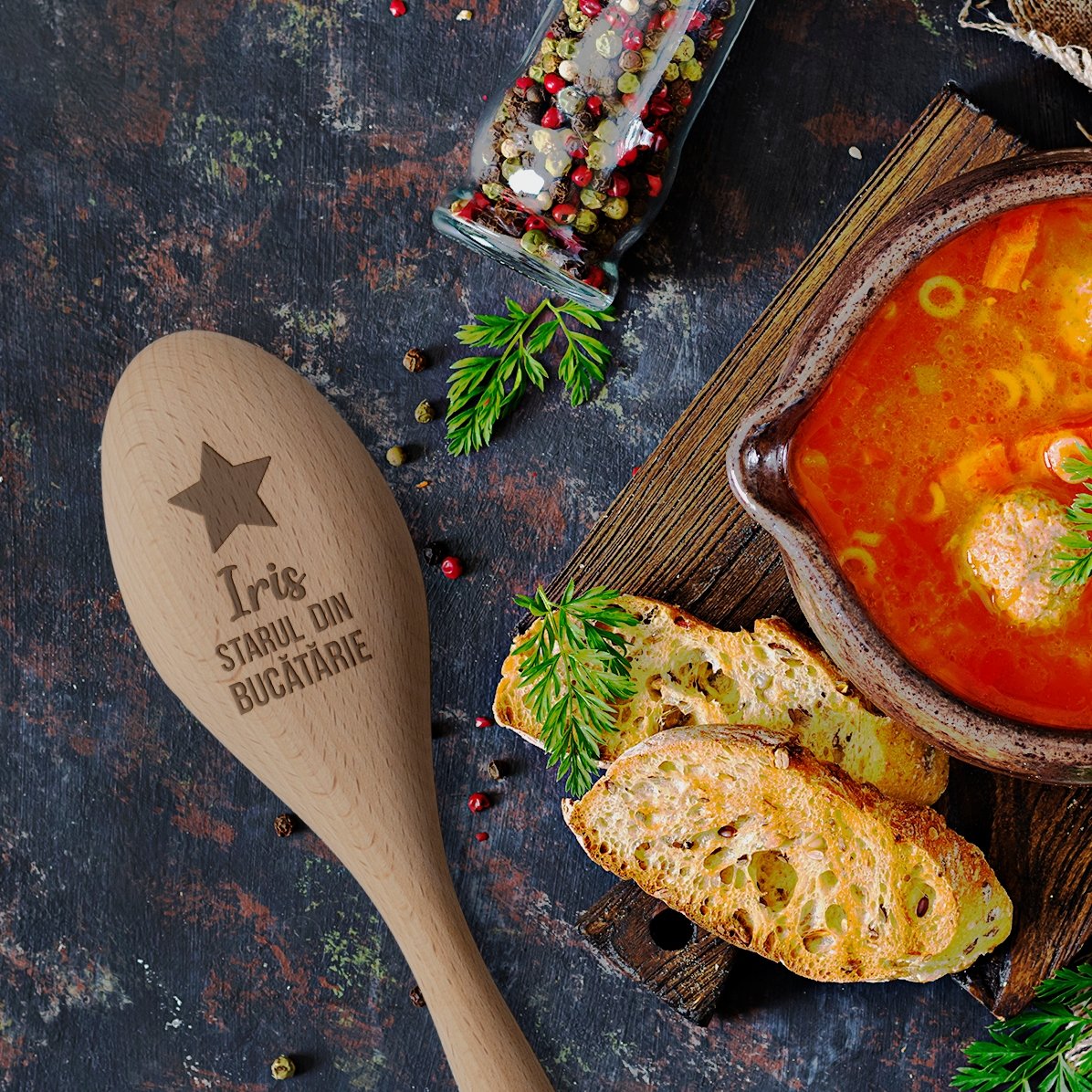 Lingură de lemn personalizată - Star