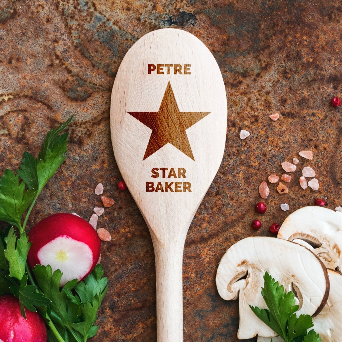 Lingură de lemn personalizată - Starul din bucătărie