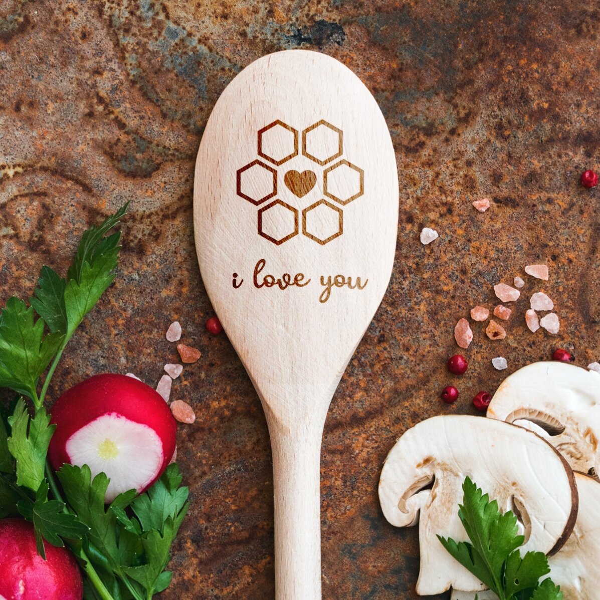 Lingură de lemn personalizată - Sweet love