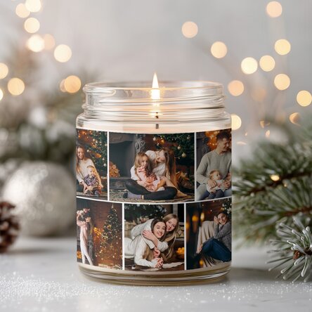 Lumânare mare parfumată personalizată cu 6 poze 