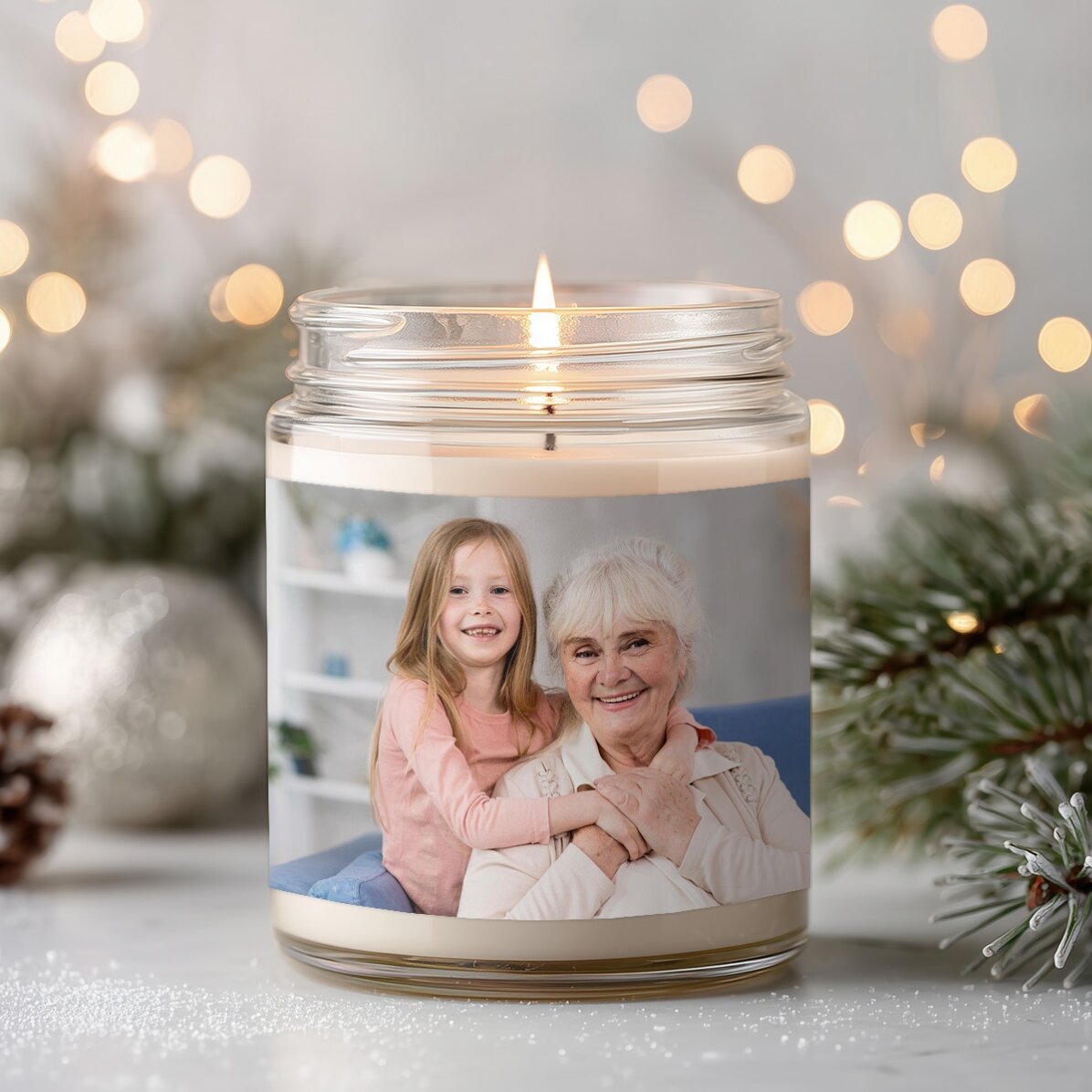 Lumânare mare parfumată personalizată cu o poză