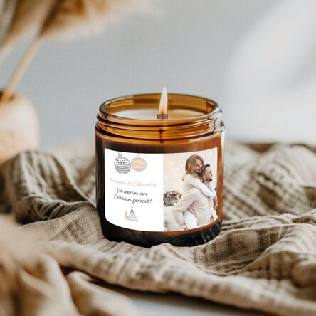Lumânare mică parfumată personalizată cu o poză și mesaj - Christmas